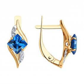 Золотые серьги SOKOLOV 728466 с фианитом и топазом Swarovski 728466 фото