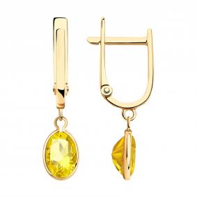 Золотые серьги SOKOLOV 728473 с цитрином 728473 фото