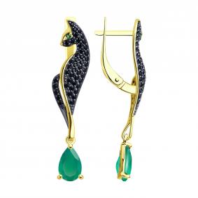 Серьги из лимонного золота SOKOLOV 728567-2 с фианитом и агатом 728567-2 фото