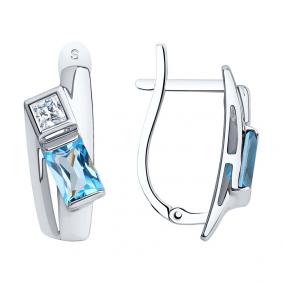 Серьги из белого золота SOKOLOV 728602-3 с топазом и фианитом 728602-3 фото