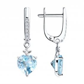 Серьги из белого золота SOKOLOV 728620-3 с топазом и фианитом 728620-3 фото