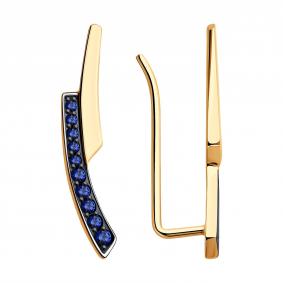 Золотые серьги SOKOLOV 728662 с сапфировым корундом 728662 фото