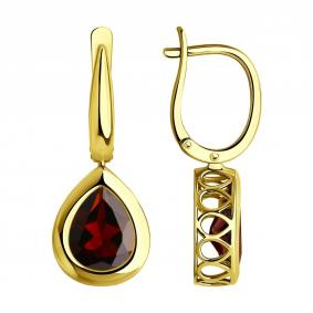 Золотые серьги SOKOLOV 728761-2 с гранатом 728761-2 фото