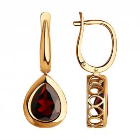 Золотые серьги SOKOLOV 728761 с гранатом 728761 фото