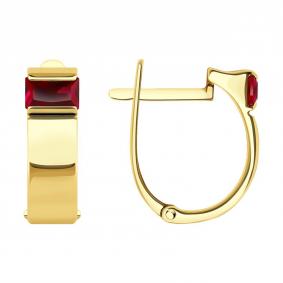 Серьги из лимонного золота SOKOLOV 728764-2 с рубиновым корундом 728764-2 фото