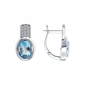 Серьги из белого золота SOKOLOV 728860-3 с топазом и фианитом 728860-3 фото