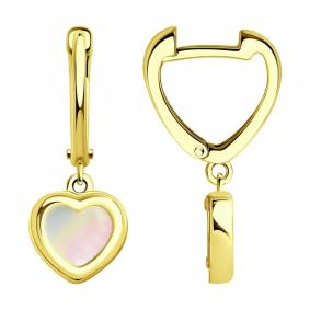 Серьги из лимонного золота SOKOLOV 728870-2 с перламутром 728870-2 фото