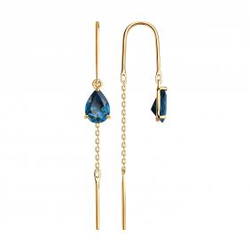 Золотые серьги SOKOLOV 728938 с Лондон топазом 728938 фото