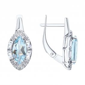 Серьги из белого золота SOKOLOV 728993-3 с топазом и фианитом 728993-3 фото