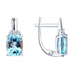 Серьги из белого золота SOKOLOV 729027-3 с топазом и фианитом 729027-3 фото