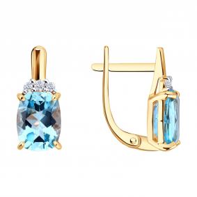 Золотые серьги SOKOLOV 729027 с топазом и фианитом 729027 фото