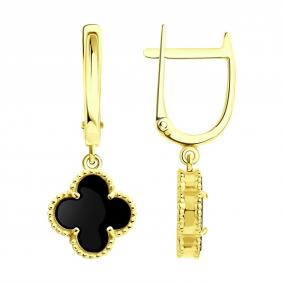 Золотые серьги SOKOLOV 729113-2 с ониксом 729113-2 фото