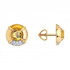 Золотые серьги SOKOLOV 729117 с топазом, цитрином и эмалью 729117 фото