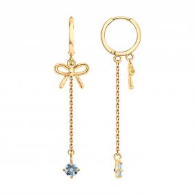 Золотые серьги SOKOLOV 729154 с топазом 729154 фото