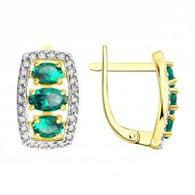 Серьги из лимонного золота SOKOLOV 729229-2 с топазом и изумрудом 729229-2 фото