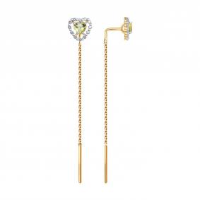 Золотые серьги SOKOLOV 729263 с фианитом и кварцем 729263 фото