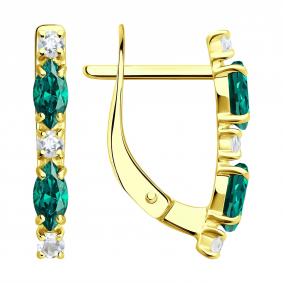 Серьги из лимонного золота SOKOLOV 729269-2 с топазом и изумрудом 729269-2 фото