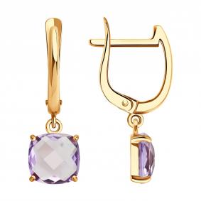 Золотые серьги SOKOLOV 729274 с аметистом 729274 фото