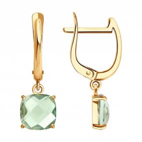 Золотые серьги SOKOLOV 729275 с празиолитом 729275 фото