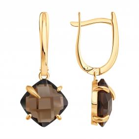 Золотые серьги SOKOLOV 729292 с раухтопазом 729292 фото