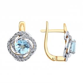 Золотые серьги SOKOLOV 729294 с топазом и фианитом 729294 фото