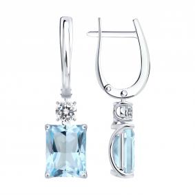 Серьги из белого золота SOKOLOV 729328-3 с топазом и фианитом 729328-3 фото