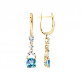 Золотые серьги SOKOLOV 729333 с топазом и горным хрусталём 729333 фото