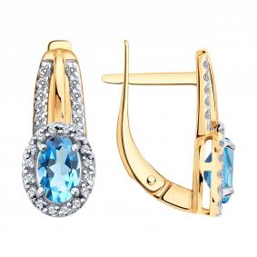 Золотые серьги SOKOLOV 729337 с топазом и фианитом 729337 фото