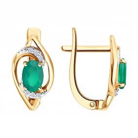 Золотые серьги SOKOLOV 729349 с фианитом и агатом 729349 фото