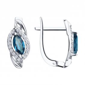 Золотые серьги SOKOLOV 729357-3 с фианитом и Лондон топазом 729357-3 фото