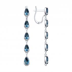 Серьги из белого золота SOKOLOV 729369-3 с фианитом и Лондон топазом 729369-3 фото