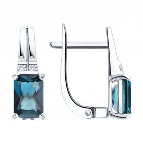 Серьги из белого золота SOKOLOV 729370-3 с сапфиром и Лондон топазом 729370-3 фото