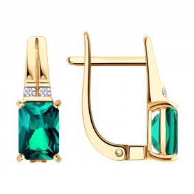 Золотые серьги SOKOLOV 729371 с сапфиром и гидротермальным изумрудом 729371 фото