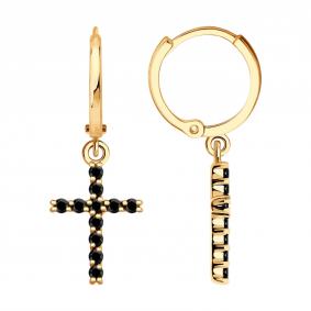 Золотые серьги-кресты SOKOLOV с шпинелью 729383 729383 фото