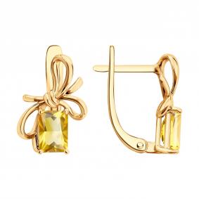 Золотые серьги SOKOLOV 729392 с цитрином 729392 фото