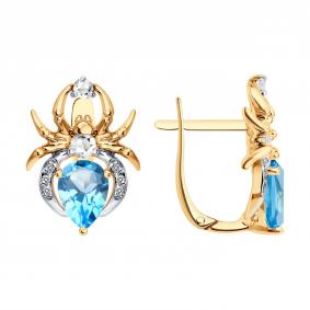 Золотые серьги SOKOLOV 729398 с топазом, фианитом и горным хрусталём 729398 фото