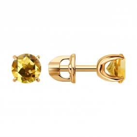 Золотые серьги SOKOLOV 729404 с цитрином 729404 фото