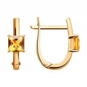 Золотые серьги SOKOLOV 729407 с цитрином 729407 фото