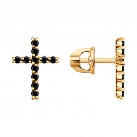 Золотые серьги-кресты SOKOLOV с шпинелью 729410 729410 фото