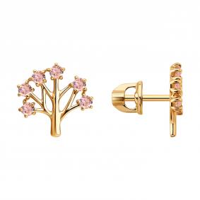 Золотые серьги SOKOLOV с ситаллом цвеета Морганит 729417 729417 фото