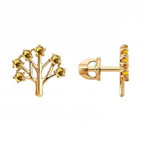 Золотые серьги SOKOLOV 729419 с цитрином 729419 фото