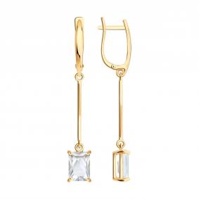 Золотые серьги SOKOLOV 729435 с горным хрусталём 729435 фото