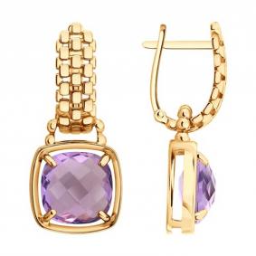 Золотые серьги-трансформеры SOKOLOV с аметистом 729436 729436 фото