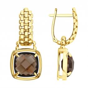 Серьги-трансформеры из лимонного золота SOKOLOV с раухтопазом 729439-2 729439-2 фото