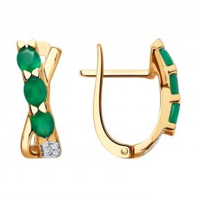 Золотые серьги SOKOLOV 729441 с фианитом и агатом 729441 фото