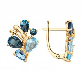 Золотые серьги SOKOLOV 729445 с топазом и Лондон топазом 729445 фото