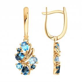 Золотые серьги SOKOLOV 729446 с топазом и Лондон топазом 729446 фото