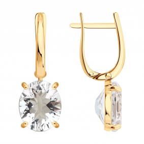 Золотые серьги SOKOLOV 729448 с горным хрусталём 729448 фото