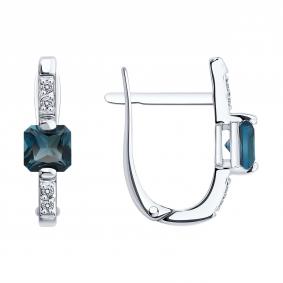 Серьги из белого золота SOKOLOV 729453-3 с фианитом и Лондон топазом 729453-3 фото