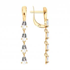 Золотые серьги SOKOLOV 729454 с горным хрусталём 729454 фото